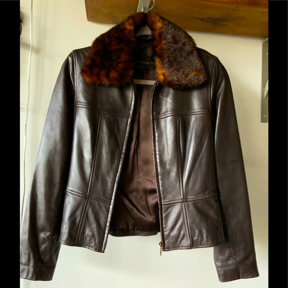 Vintage John Carlise Leather/fur Jacket (XS)